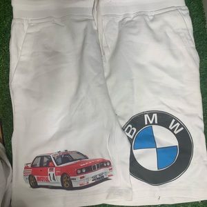 BMW white sweatshorts.